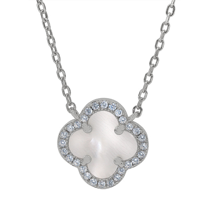 Sterling Silver Cubic Zirconia Mother of Pearl Necklace