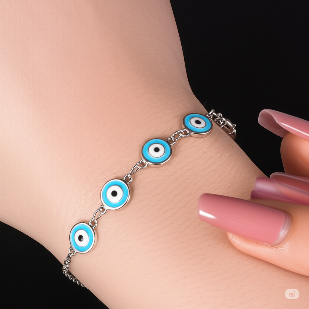 Light Blue Eye Bracelet - Silver