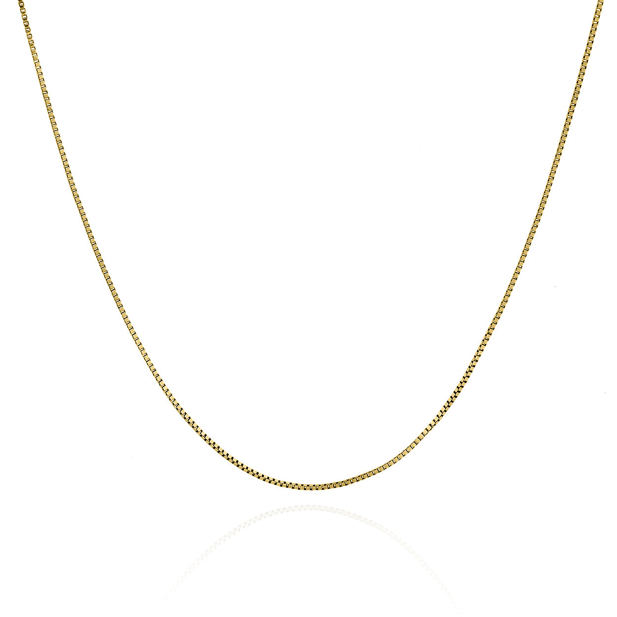 0.8mm Wide Box Style Chain Solid Gold Yellow