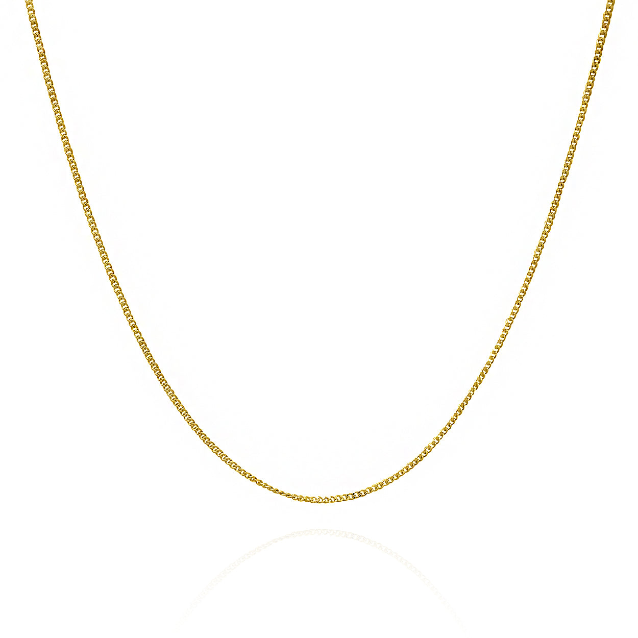 1mm Wide Curb Style Chain Solid Gold Yellow