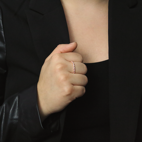 18kt Gold Plated Stackers Ring with Cubic Zirconia Worn by Woman 2