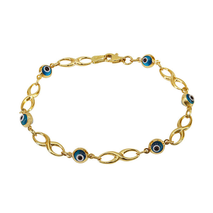 10KT Yellow gold Infinity Evil Eye Bracelet