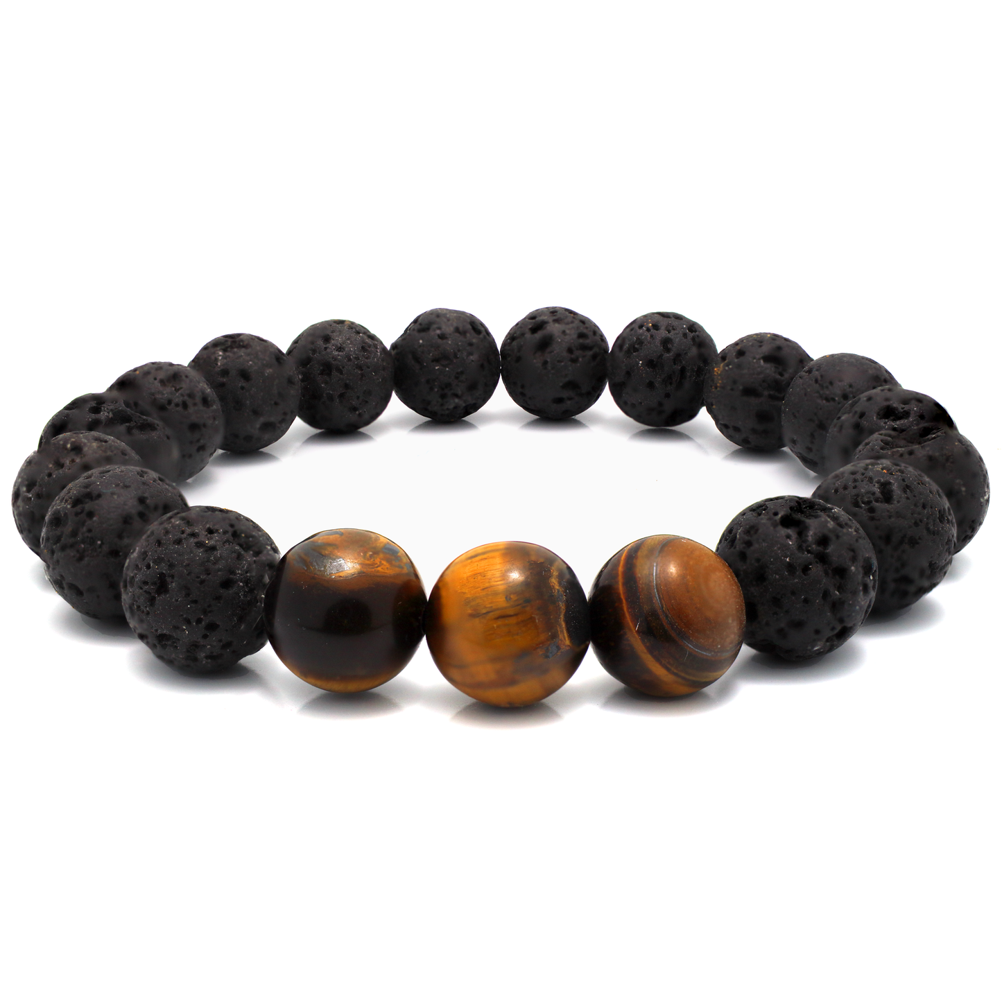 Black Lava and Tiger Eye Beaded Bracelet