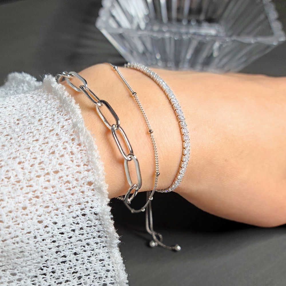 Woman wearing satellite bracelet