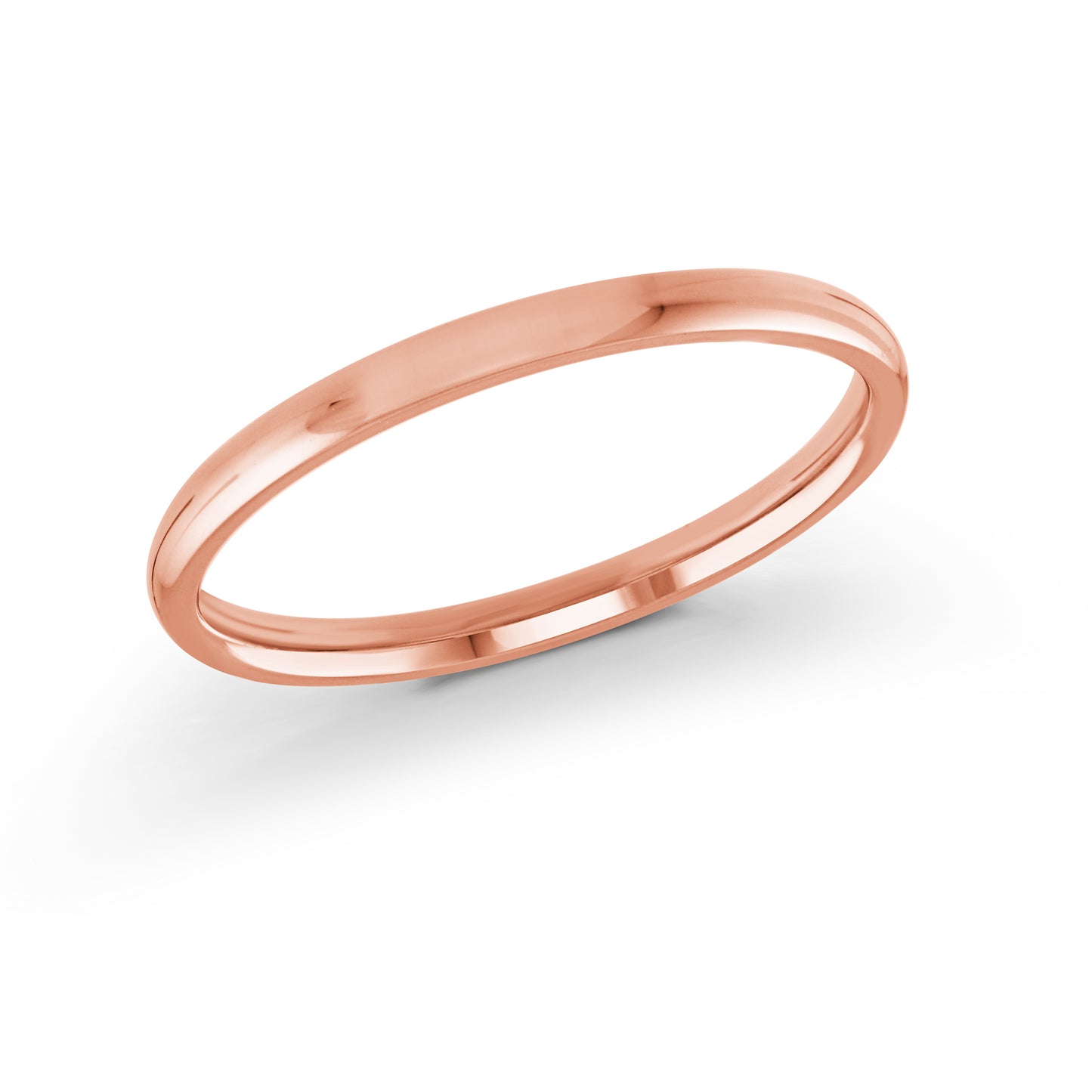 High-Polished Domed 2mm Wedding Band Gold Rose