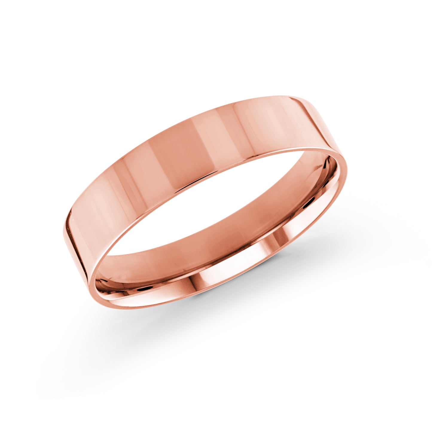 High-Polished Flat 5mm Wedding Band Gold Rose