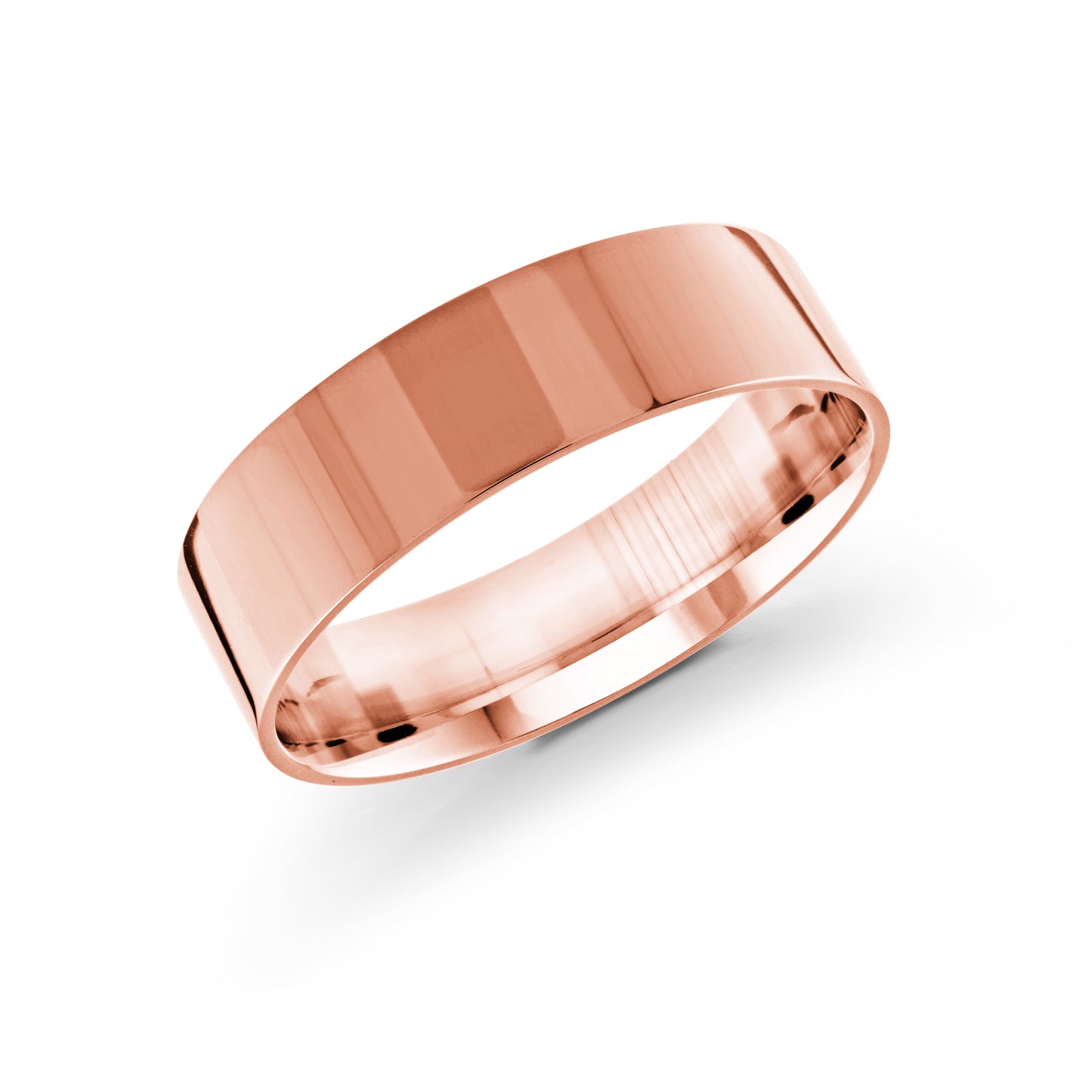 High-Polished Flat 6mm Wedding Band Gold Rose
