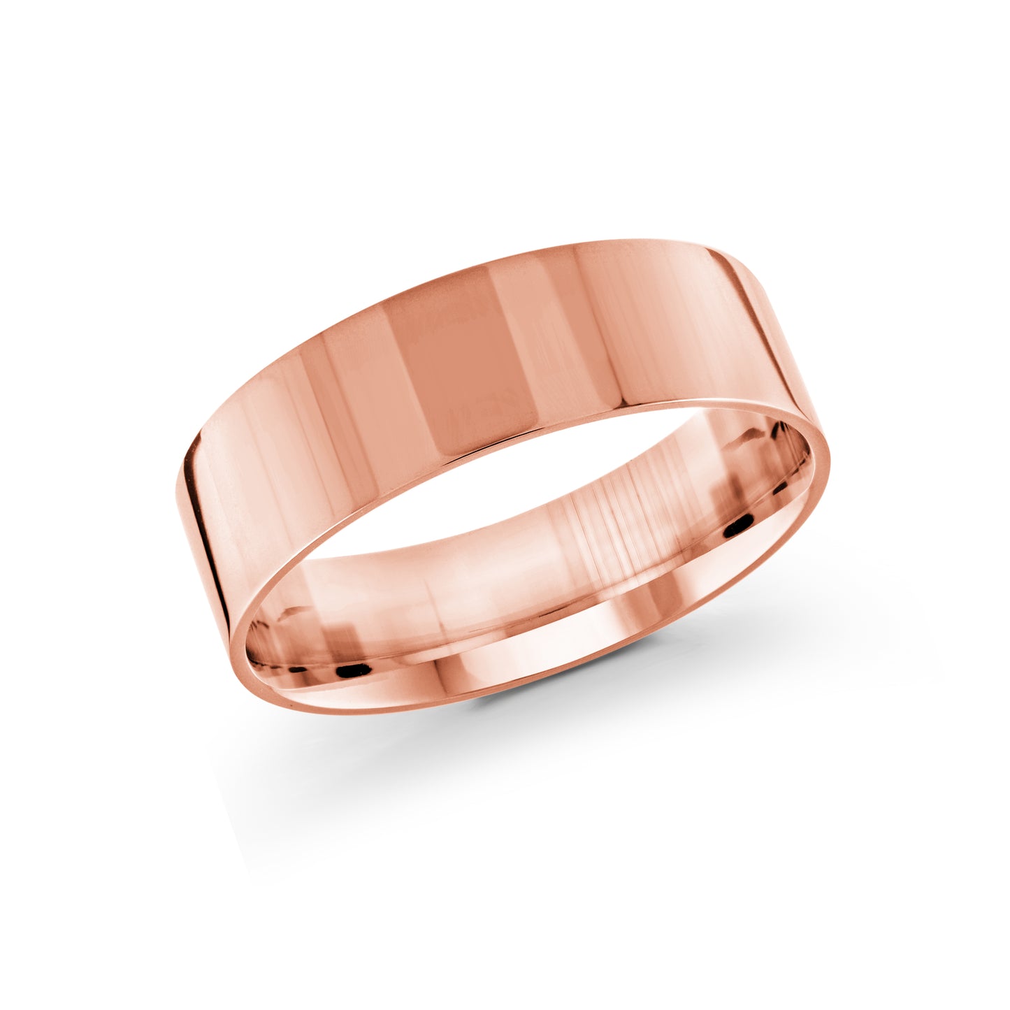 High-Polished Flat 7mm Wedding Band Gold Rose