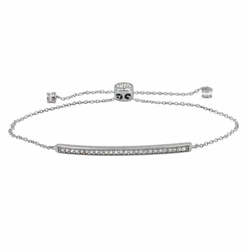 Sterling Silver Cubic Zirconia Bar Rubover Bracelet