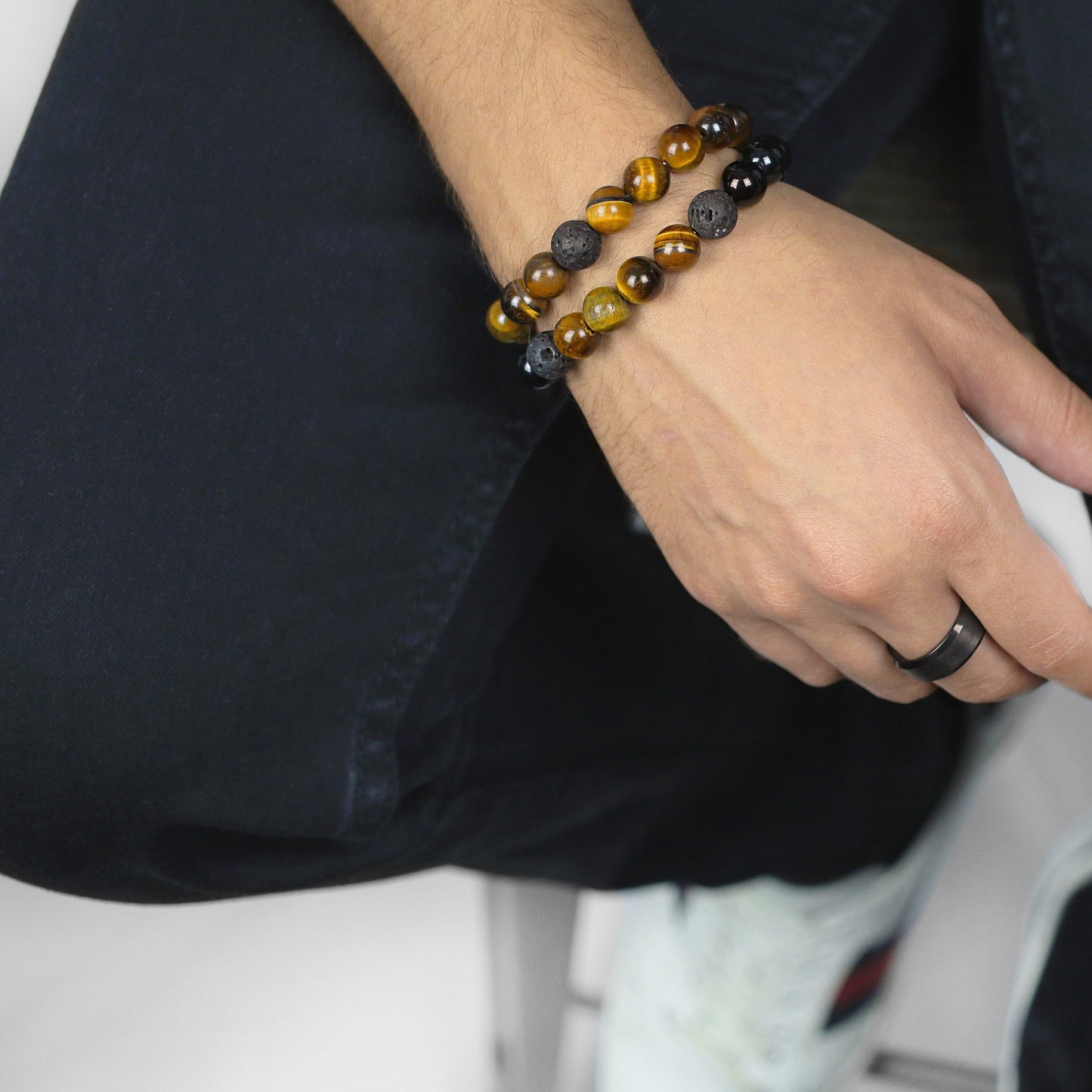 Man wearing black tungsten carbide ring 2