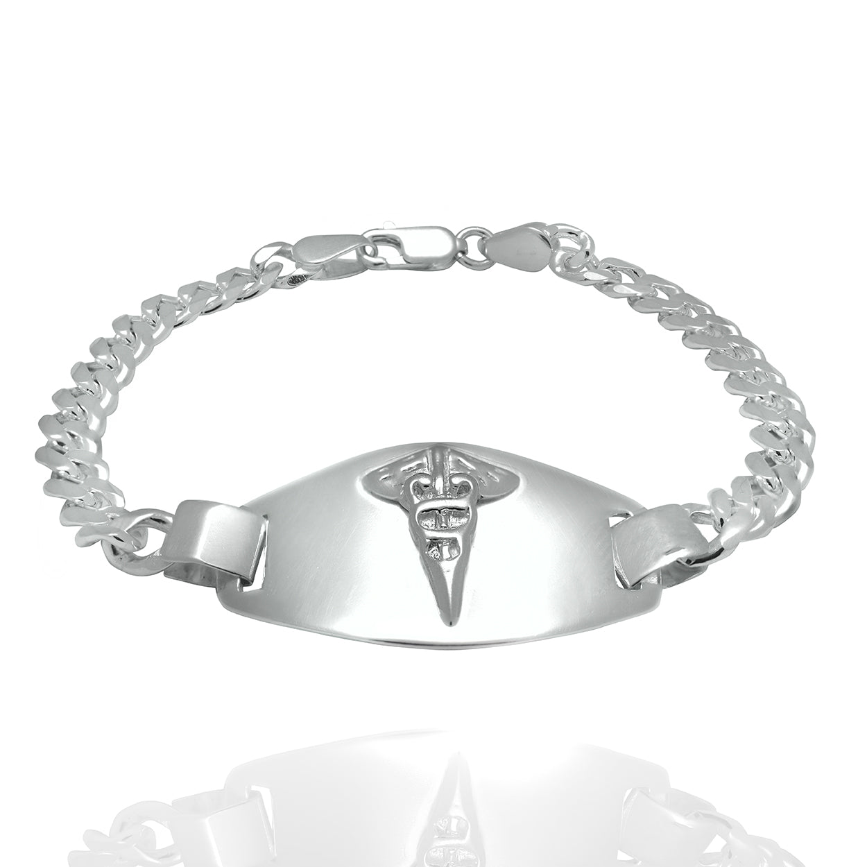 Sterling Silver 925 Medical Alert Bracelet Curb Style 5mm Width