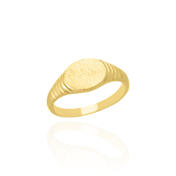 Solid 10KT Yellow Gold Rippled Baby Signet Ring