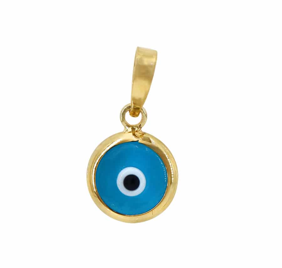 10kt yellow gold evil eye pendant