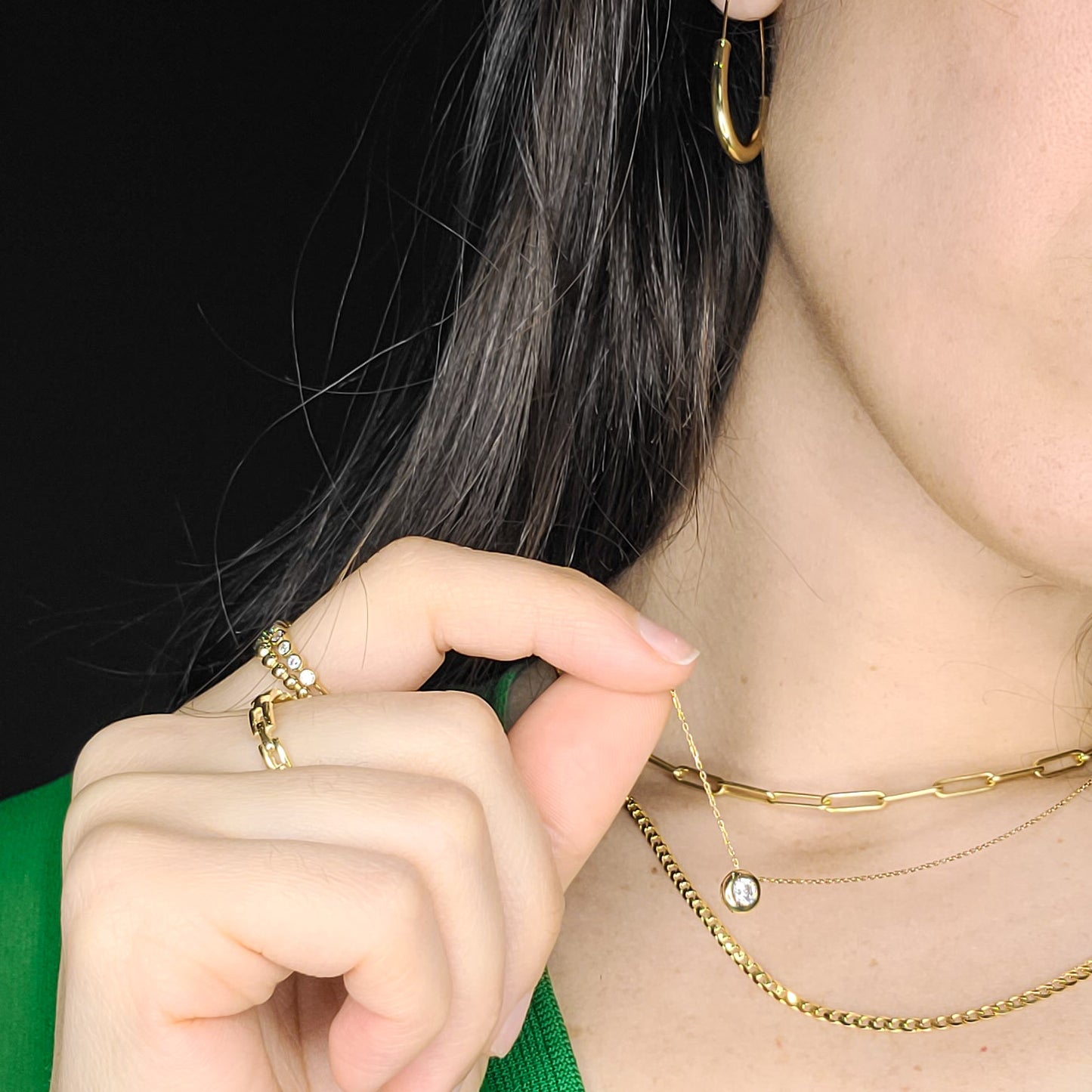 10KT Yellow Gold Bezel Necklace