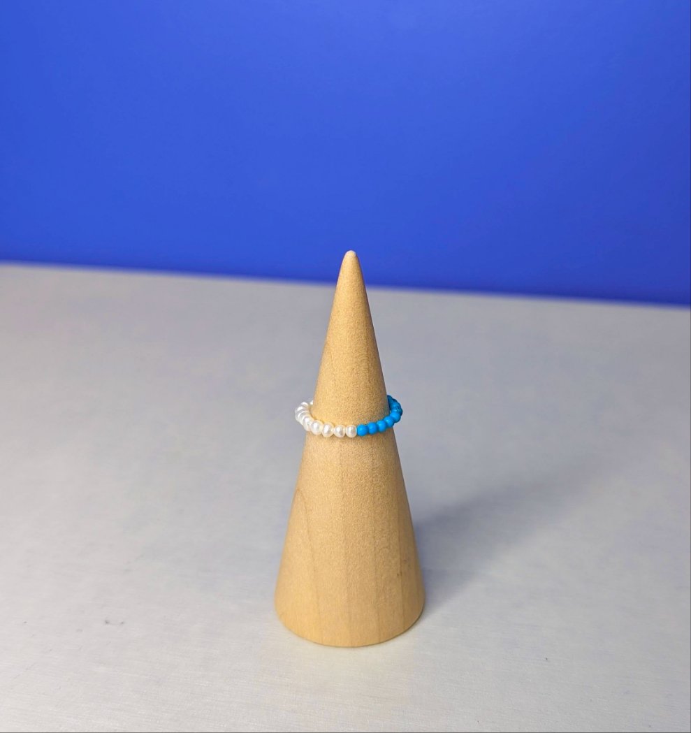 Half Pearl Turquoise Ring - Silver