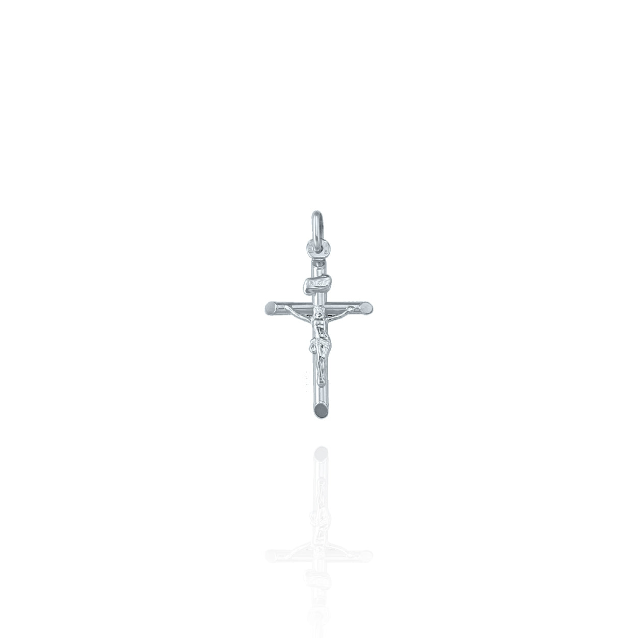 Solid White Gold Crucifix Pendant Small