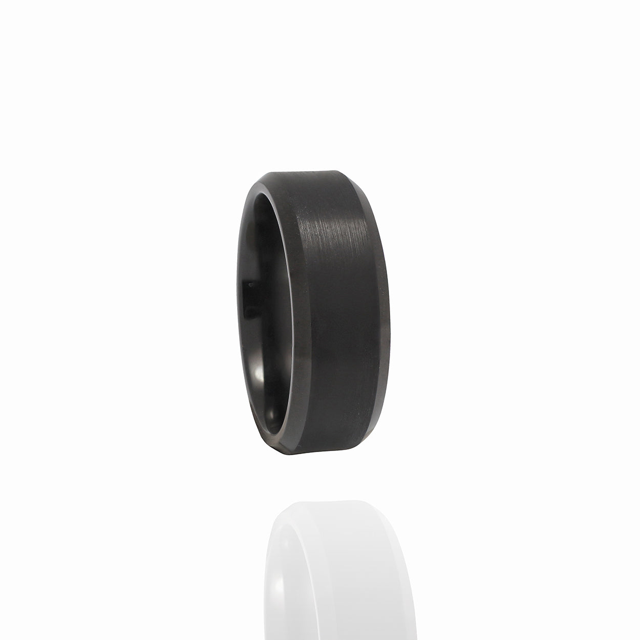Satin and Black Enamel Finished Tungsten Carbide Ring