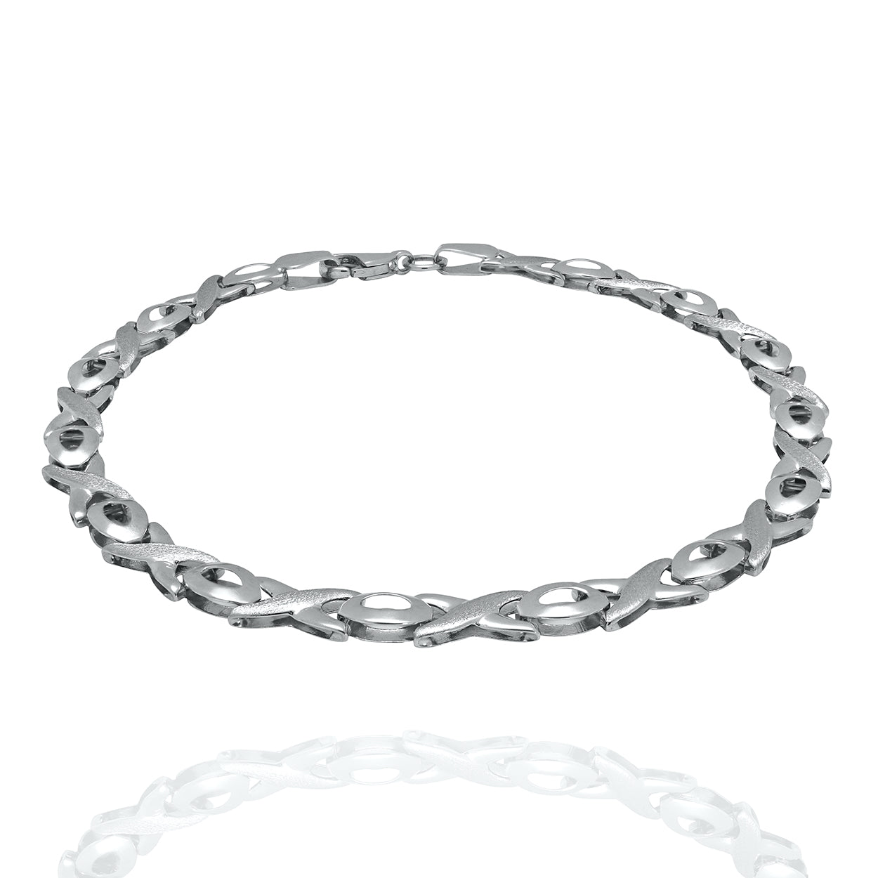 10kt White Gold Bracelet with X-O style Links