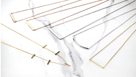 Sterling Silver and 18kt Gold Plated Bar Necklaces