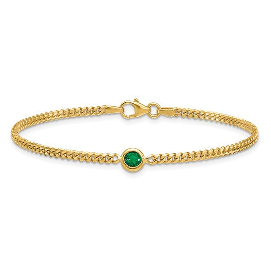 14KT Yellow Gold Emerald Curb Bracelet