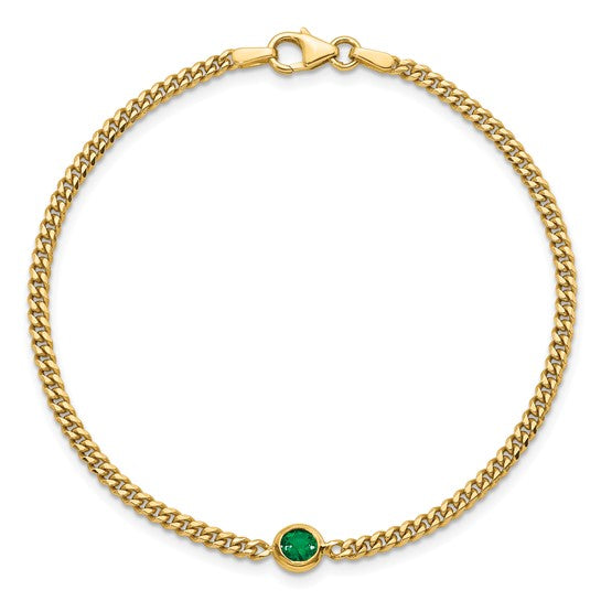 14KT Yellow Gold Emerald Curb Bracelet
