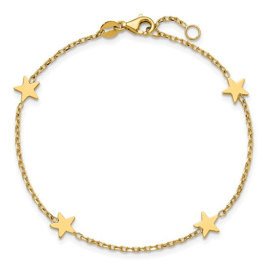 Modern thin 14kt yellow gold Star bracelet