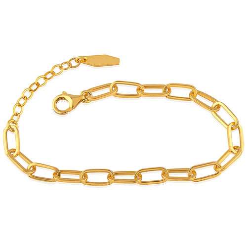 Sterling Silver Paperclip bracelet plated in 18KT Yellow Gold