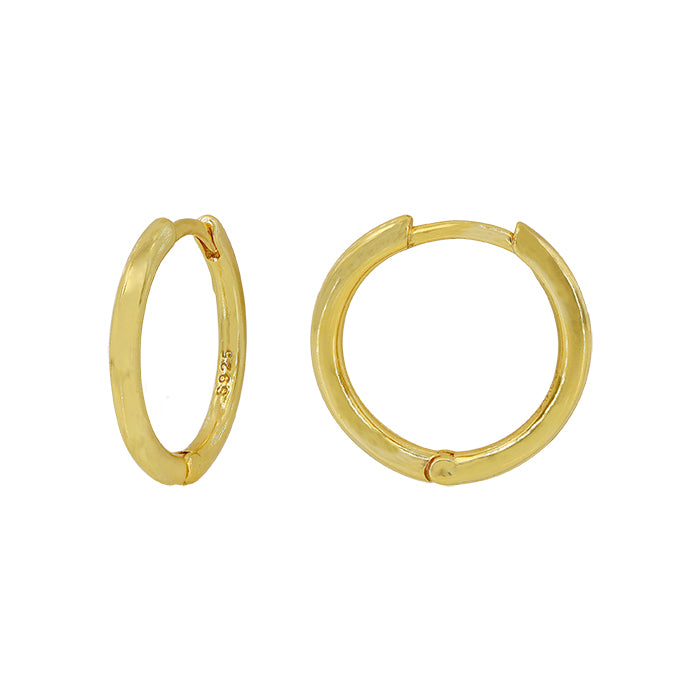 Mini sterling silver hoops plated in Yellow gold
