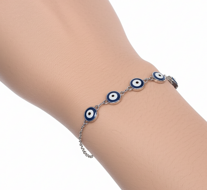 Navy Eye Bracelet - Silver