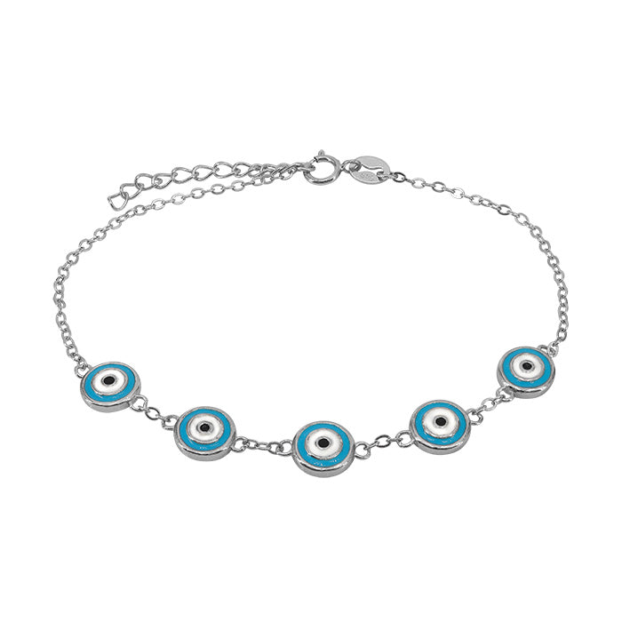 Light Blue Eye Bracelet - Silver