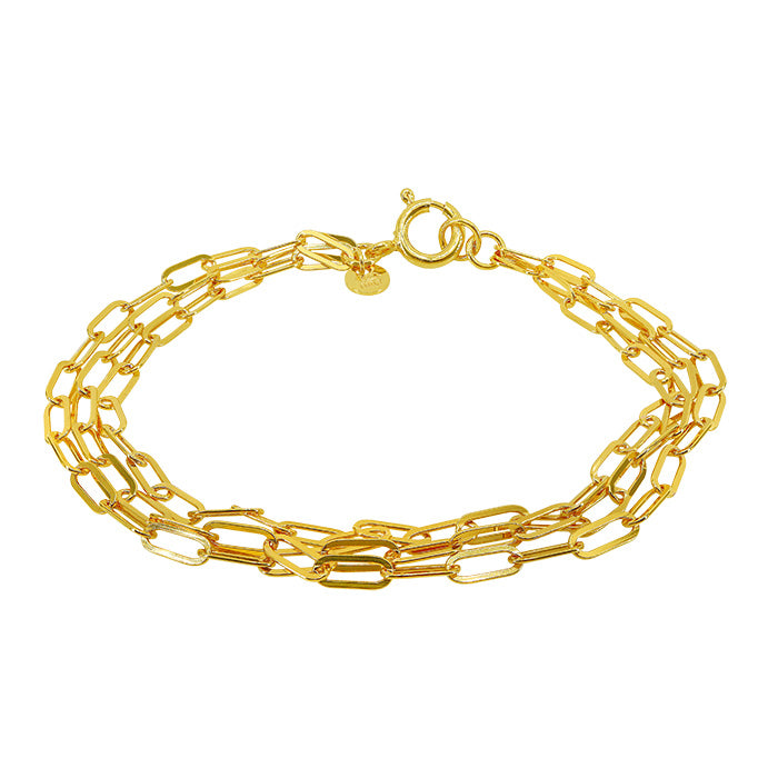 A sterling silver link bracelet plated in Yellow Gold.