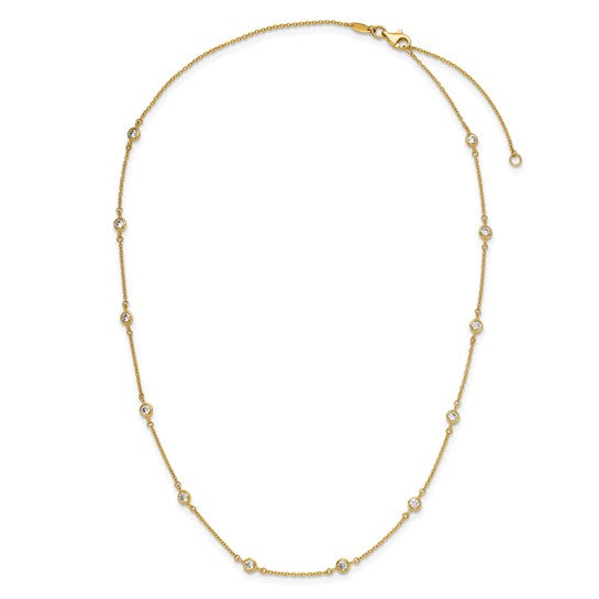 14Kt Yellow Gold Cubic Zirconia Station Necklace