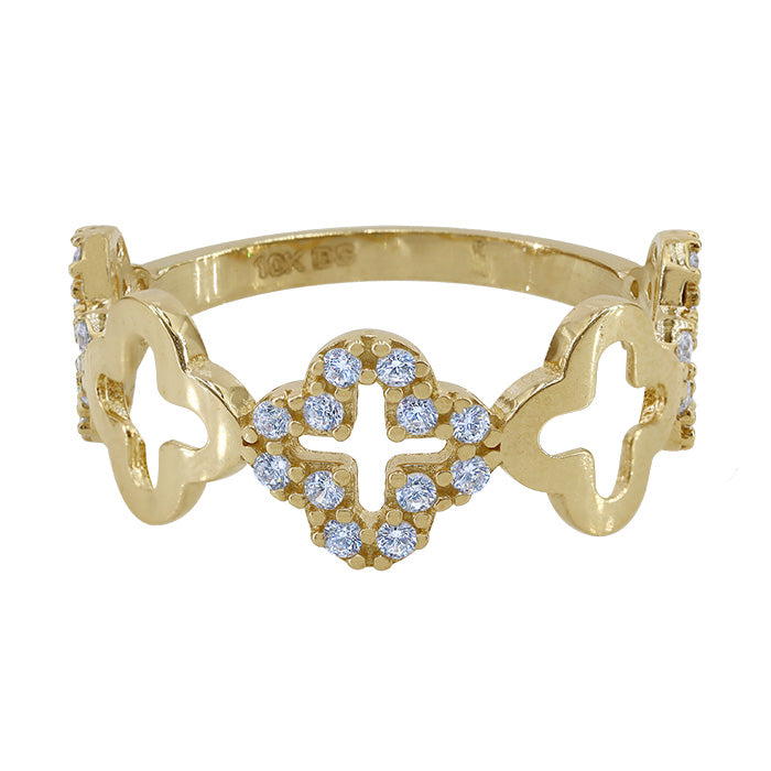 10kt Yellow Gold Flower set with Cubic Zirconia