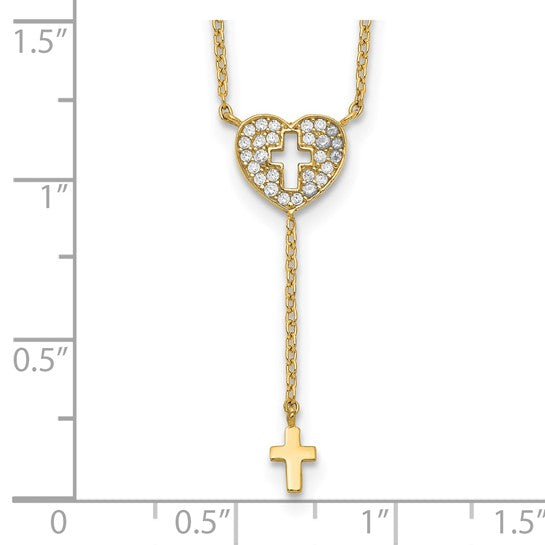 14KT Yellow Gold Heart Cross Necklace