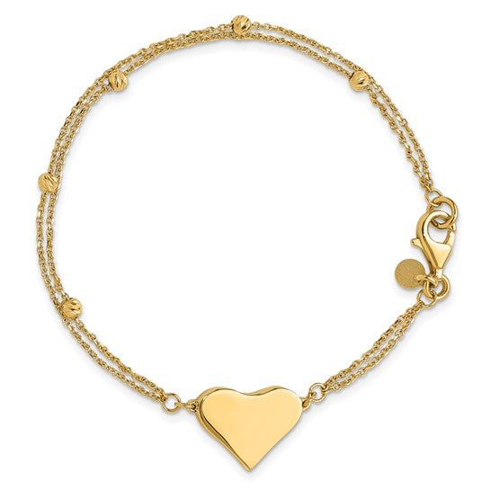14KT Yellow Gold Heart Bracelet