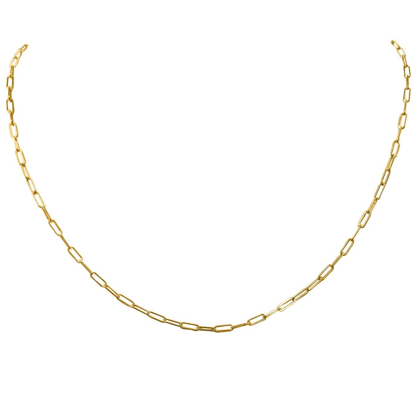 Paper Clip Chain (2mm) - Solid Gold