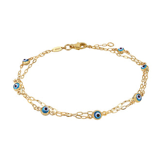 10kt yellow gold bracelet with Evil Eye charms