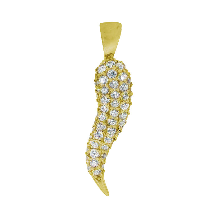 Sterling Silver Pepper pendant plated in yellow gold and set with Cubic Zirconia