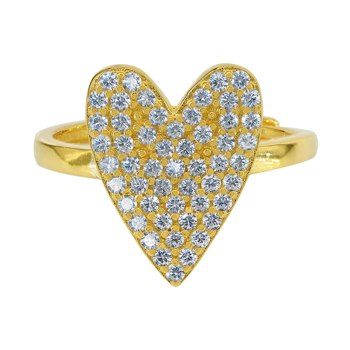 Sterling silver cubic heart ring