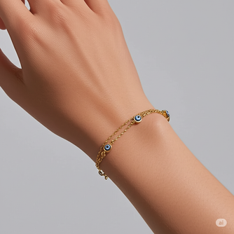 Layered Evil Eye Bracelet - 10KT