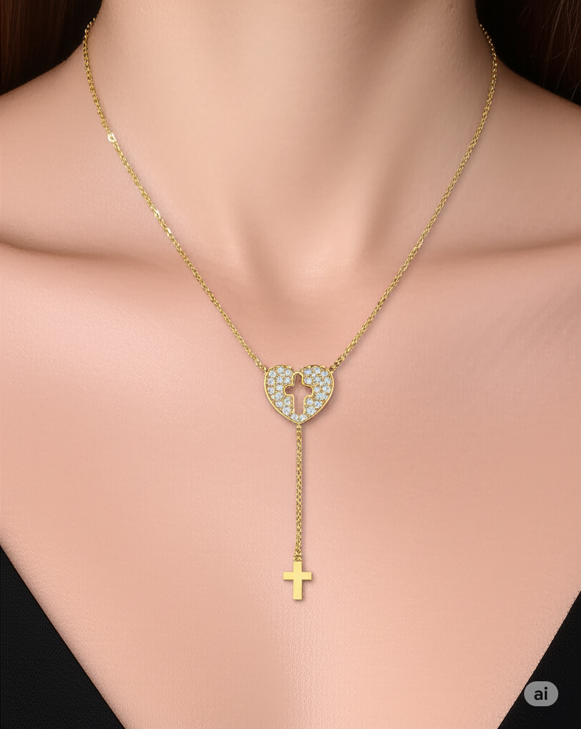 Heart Cross - 14kt Gold