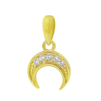 Sterling silver Moon pendant plated in yellow gold and set with Cubic Zirconia 