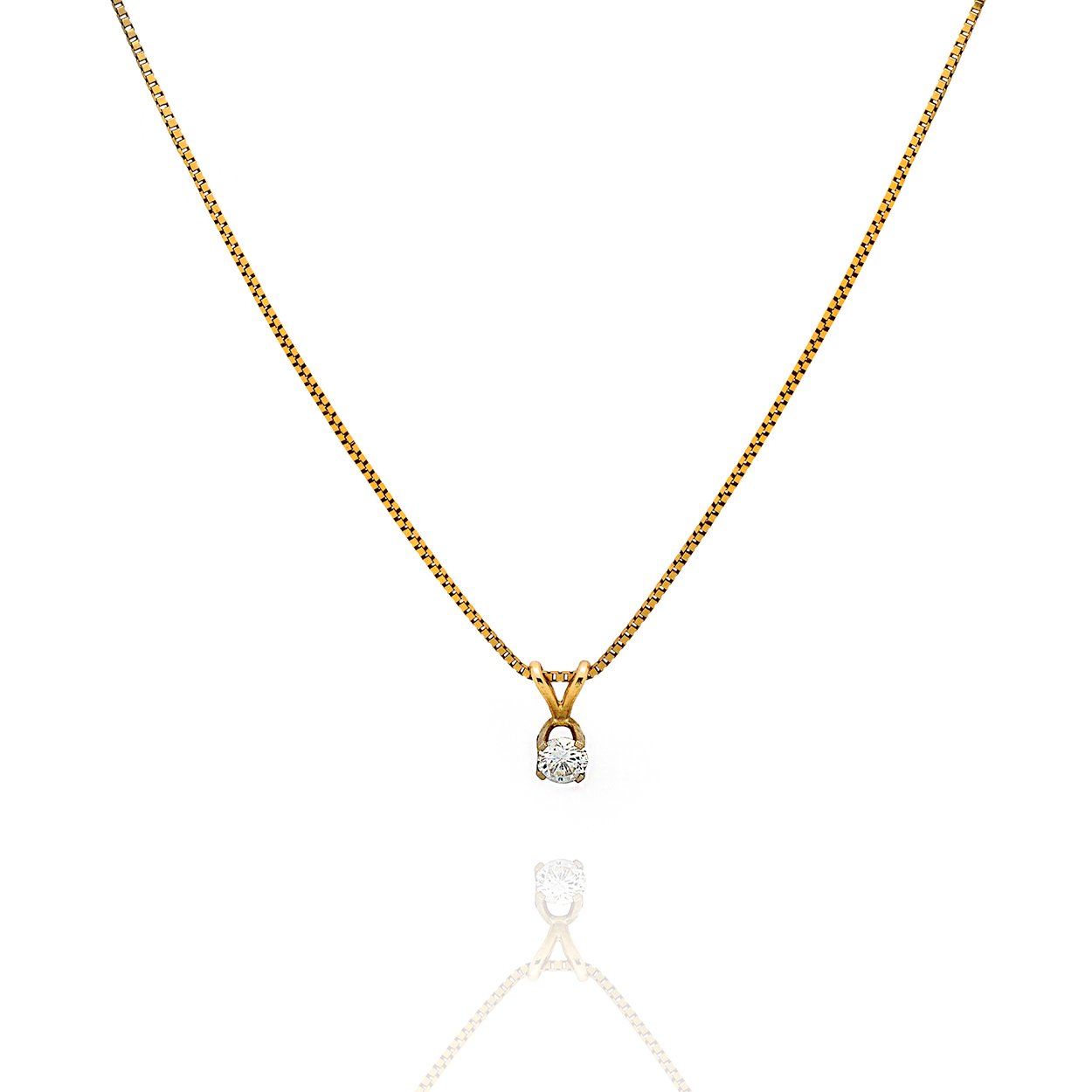 14kt Yellow Gold Box Chain and Diamond Pendant Necklace Set