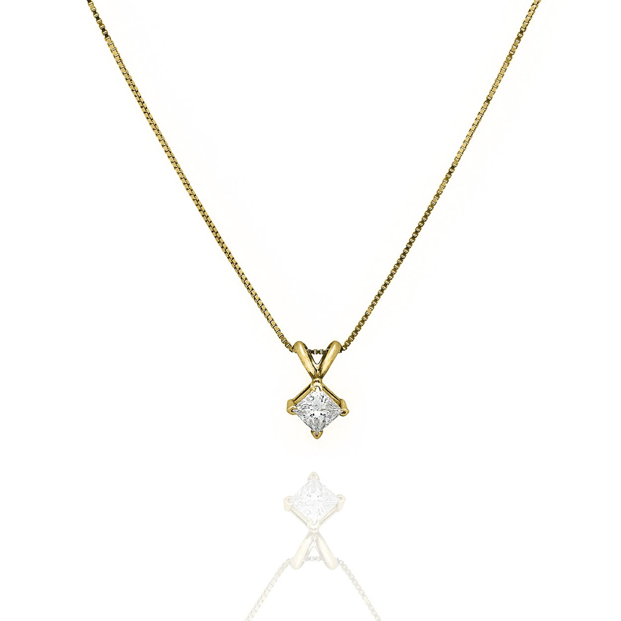 14kt Yellow Gold Princess Cut Diamond Necklace