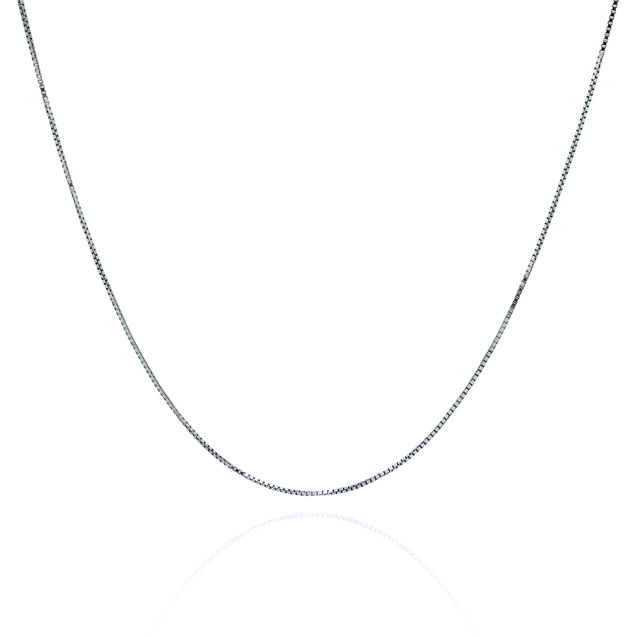 0.6mm Wide Box Style Chain Solid Gold White