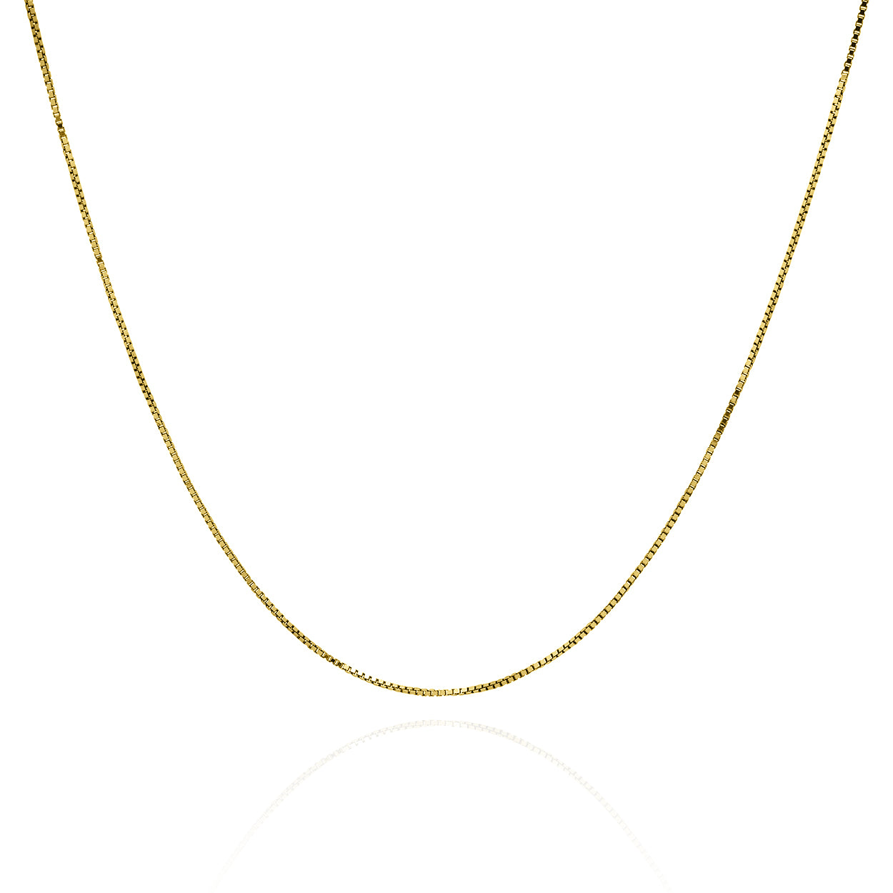 0.6mm Wide Box Style Chain Solid Gold Yellow