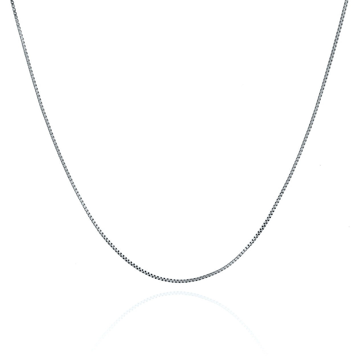 0.8mm Wide Box Style Chain Solid Gold White