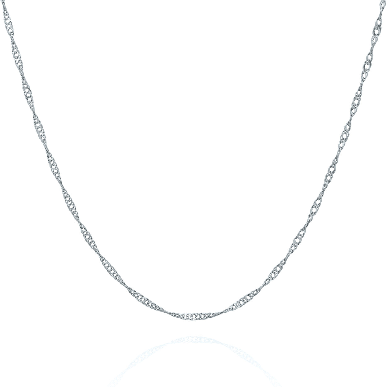 1.3mm Wide Singapore Style Chain Solid Gold White