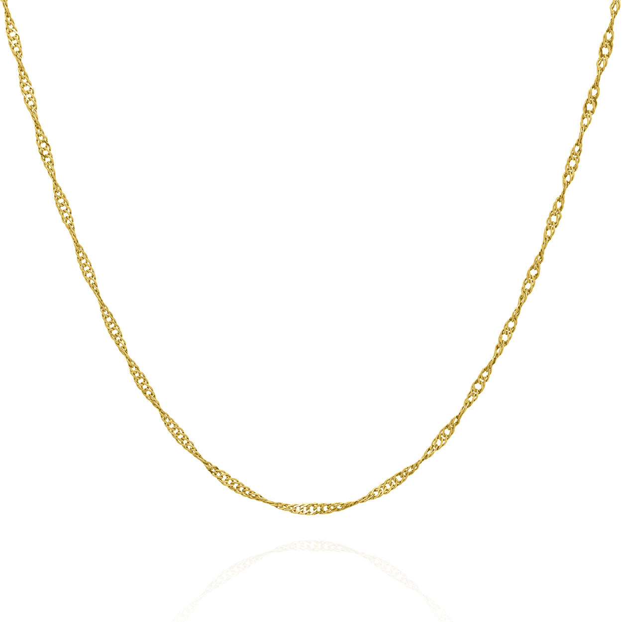 1.3mm Wide Singapore Style Chain Solid Gold Yellow
