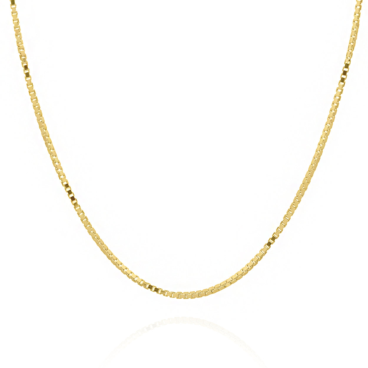 1.5mm Wide Box Style Chain Solid Gold Yellow